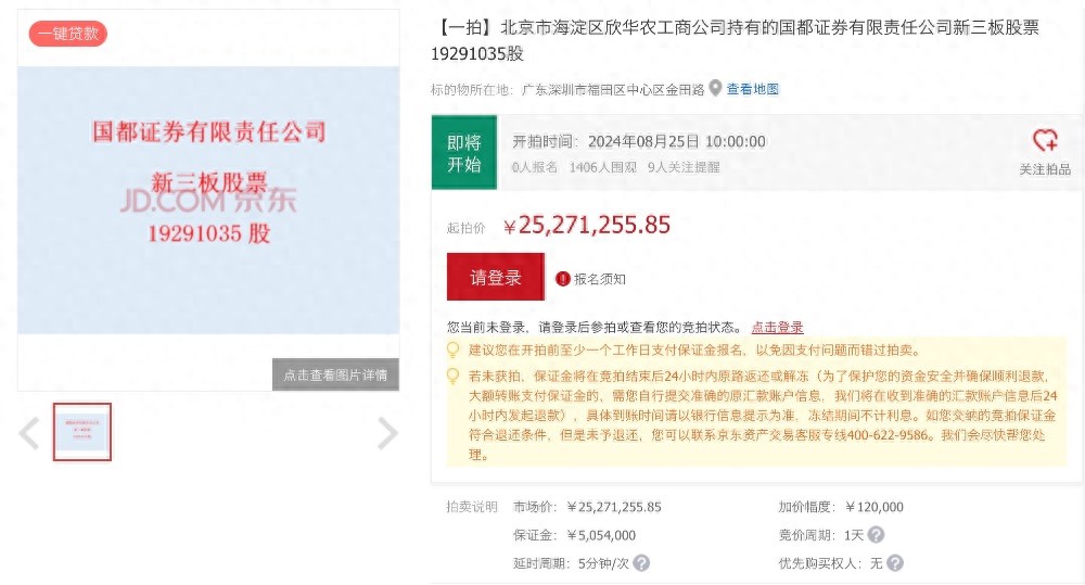 国都证券部分股权将被拍卖转让，近年还频频收到罚单