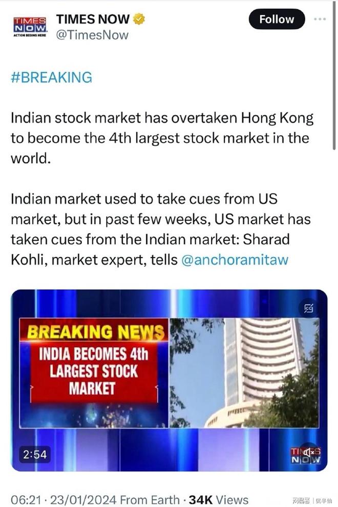 印度股市超港股成全球第四，看好印度概念股票的机会来了